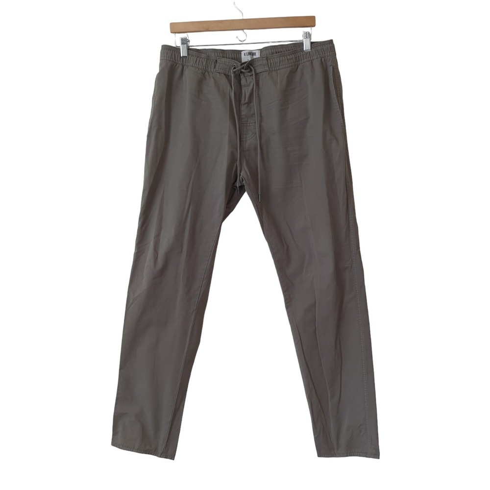Linksoul Mens‎ Cotton Olive Green Pants Large Causal Golf Button Fly Chino 36x32
